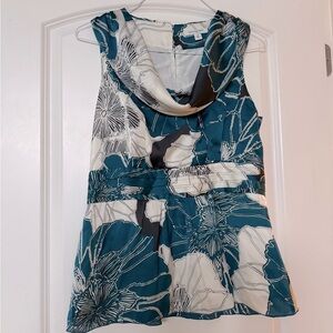 Banana Republic Teal and White Floral Blouse